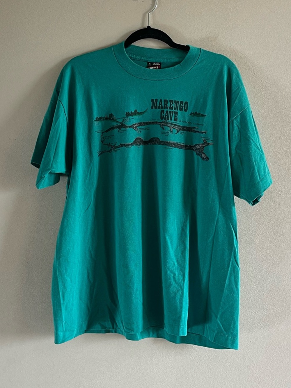 Vintage XL Green Fruit of the Loom Marengo Cave Tee